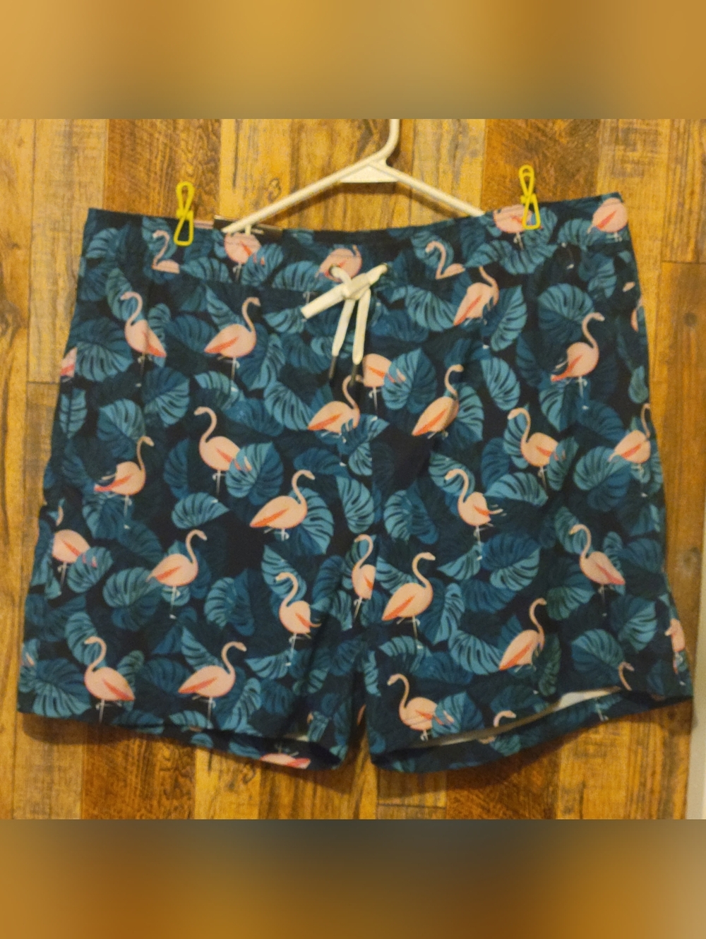 Men's Member Resort  Navy Flamingo Print Swim Board Shorts